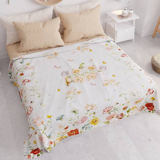 PETTI Copriletto Estivo, Coperta Leggera, Lenzuola Copriletto, Floreale Beige Prezzo Ridotto