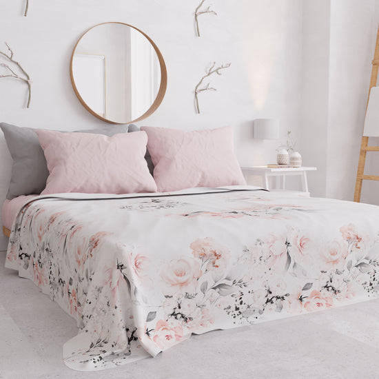 PETTI Copriletto Estivo, Coperta Leggera, Lenzuola Copriletto, Floreale Grigio Sottocosto