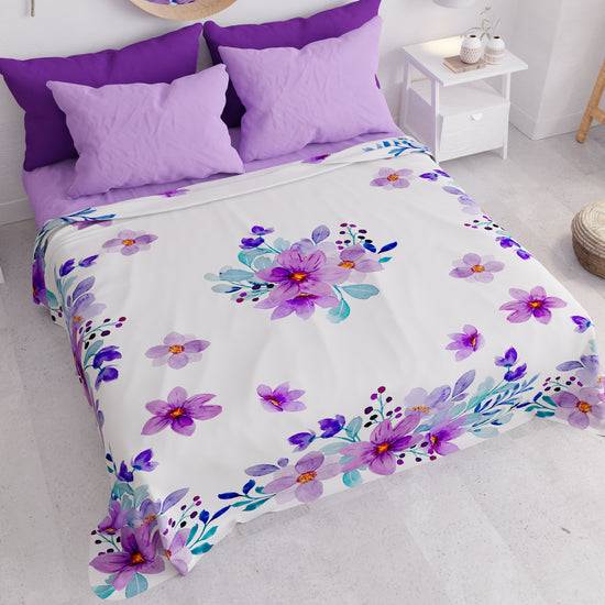 PETTI Copriletto Estivo, Coperta Leggera, Lenzuola Copriletto, Floreale Viola Convenienza