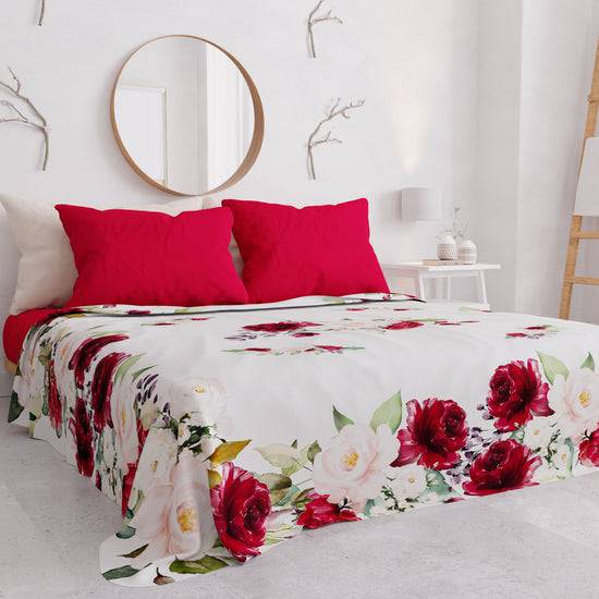 PETTI Copriletto Estivo, Coperta Leggera, Lenzuola Copriletto, Floreale Bordeaux Novità