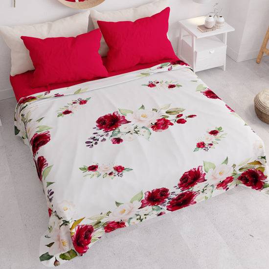 PETTI Copriletto Estivo, Coperta Leggera, Lenzuola Copriletto, Floreale Bordeaux Novità
