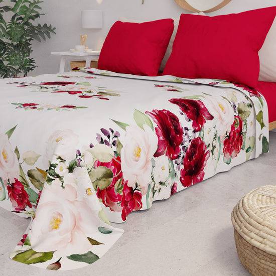 PETTI Copriletto Estivo, Coperta Leggera, Lenzuola Copriletto, Floreale Bordeaux Novità