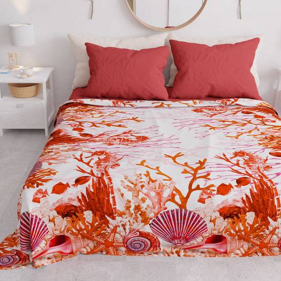 PETTI Copriletto Estivo, Coperta Leggera, Lenzuola Copriletto, Corallo Rosso