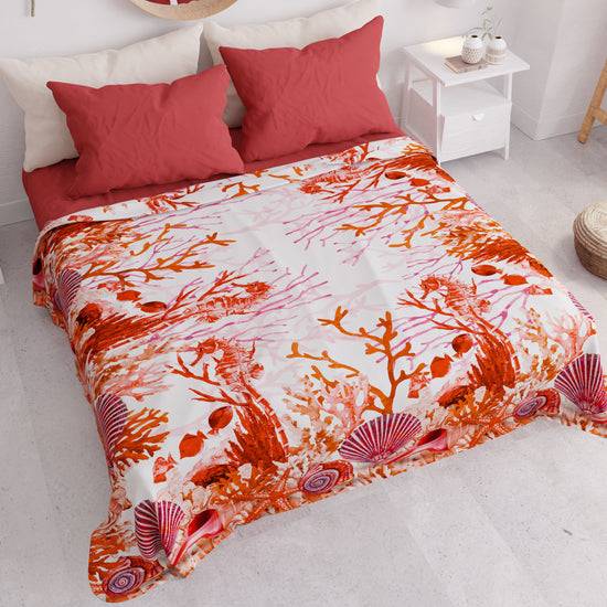 PETTI Copriletto Estivo, Coperta Leggera, Lenzuola Copriletto, Corallo Rosso In Vendita