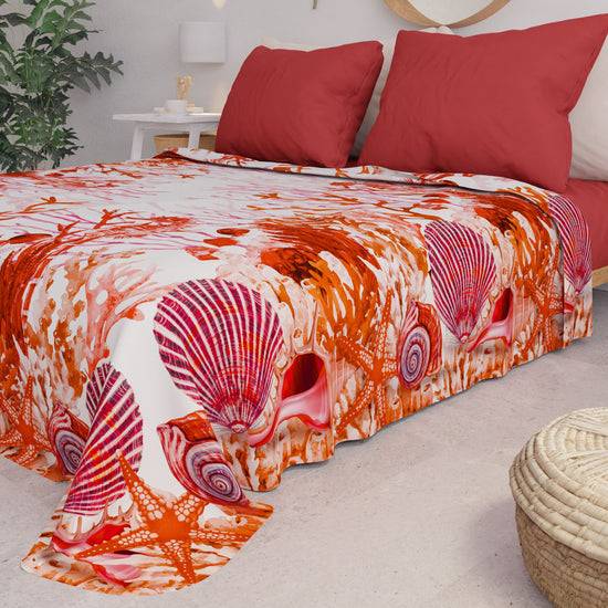 PETTI Copriletto Estivo, Coperta Leggera, Lenzuola Copriletto, Corallo Rosso In Vendita