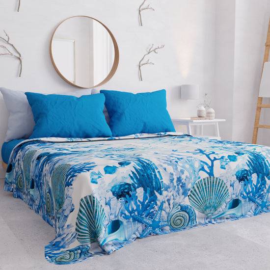 PETTI Copriletto Estivo, Coperta Leggera, Lenzuola Copriletto, Corallo Blu Saldi