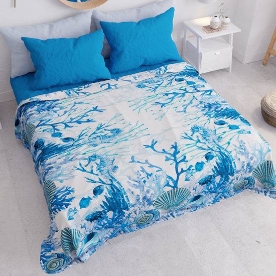 PETTI Copriletto Estivo, Coperta Leggera, Lenzuola Copriletto, Corallo Blu Saldi