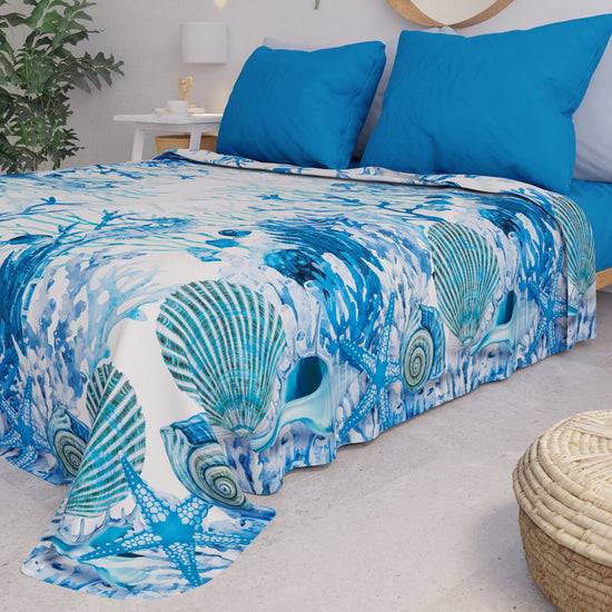 PETTI Copriletto Estivo, Coperta Leggera, Lenzuola Copriletto, Corallo Blu Saldi