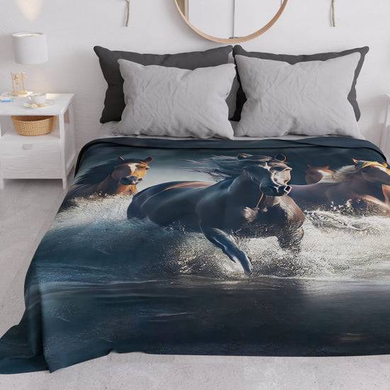 PETTI Copriletto Estivo, Coperta Leggera, Lenzuola Copriletto, Horses