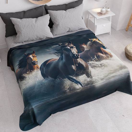 PETTI Copriletto Estivo, Coperta Leggera, Lenzuola Copriletto, Horses Vendita Economica