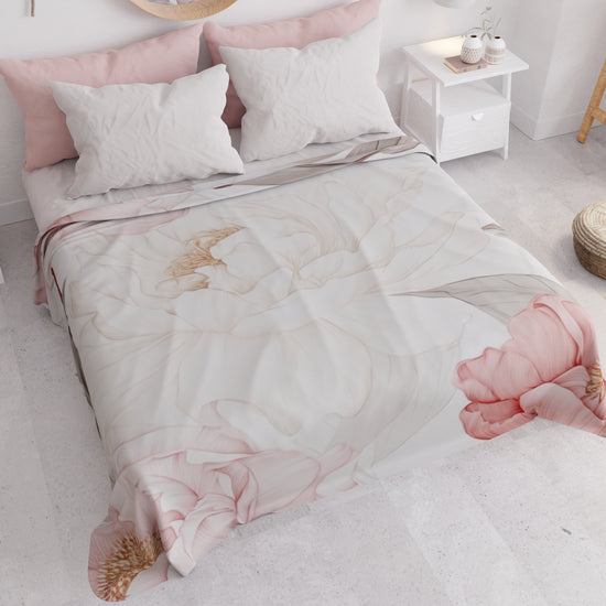 PETTI Copriletto Estivo, Coperta Leggera, Lenzuola Copriletto Peonia Moda