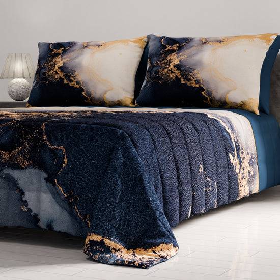 PETTI Trapuntino Copriletto Primaverile Autunnale in Stampa Digitale Marble Blu Pezzi Unici