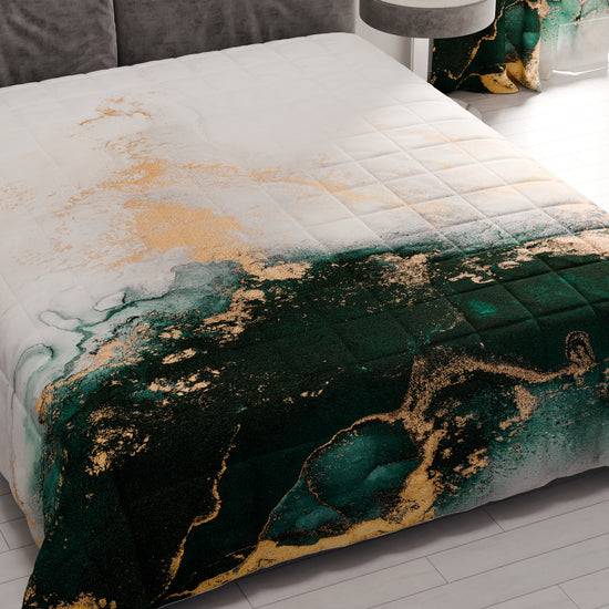 PETTI Trapuntino Copriletto Primaverile Autunnale in Stampa Digitale Marble Smeraldo Soddisfazione Garantita