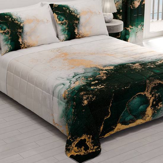 PETTI Trapuntino Copriletto Primaverile Autunnale in Stampa Digitale Marble Smeraldo Soddisfazione Garantita