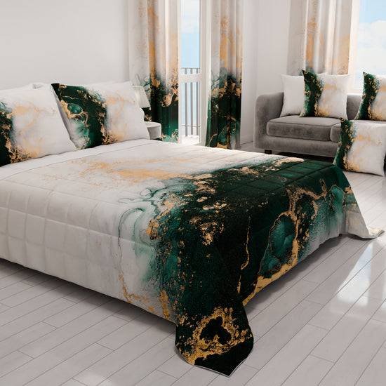 PETTI Trapuntino Copriletto Primaverile Autunnale in Stampa Digitale Marble Smeraldo Soddisfazione Garantita