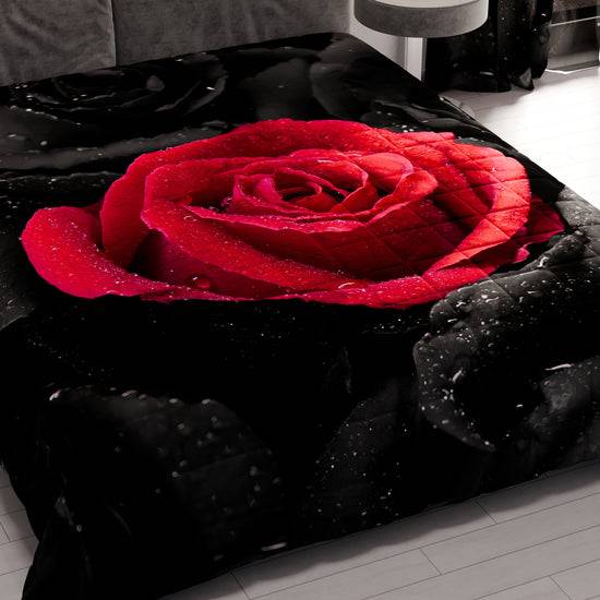 PETTI Trapuntino Copriletto Primaverile Autunnale in Stampa Digitale Black Roses Sconto