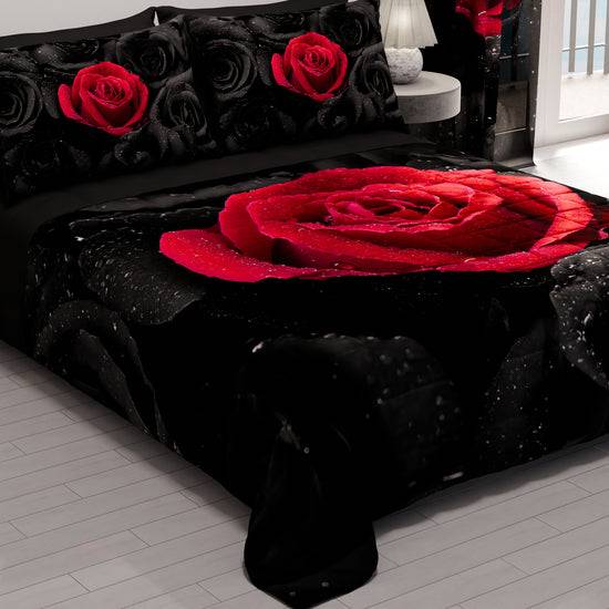 PETTI Trapuntino Copriletto Primaverile Autunnale in Stampa Digitale Black Roses Sconto