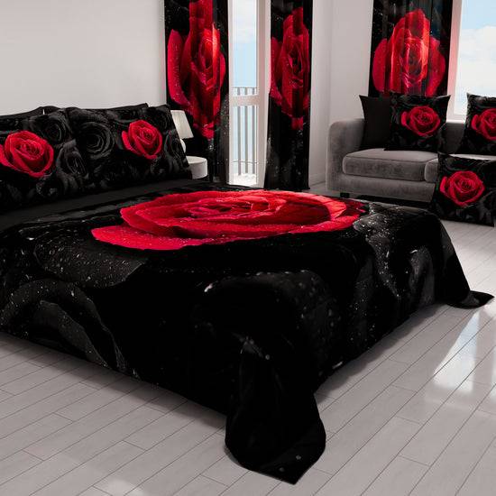 PETTI Trapuntino Copriletto Primaverile Autunnale in Stampa Digitale Black Roses Sconto
