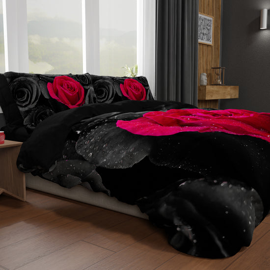 PETTI Copripiumino Matrimoniale, Singolo, Una Piazza e Mezza, Black Roses In Saldo