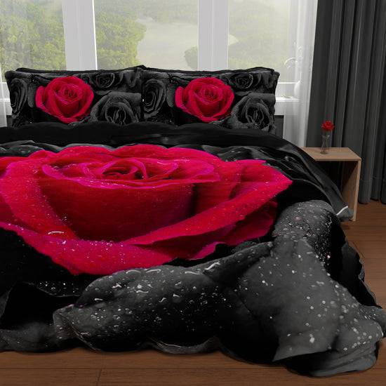 PETTI Copripiumino Matrimoniale, Singolo, Una Piazza e Mezza, Black Roses In Saldo