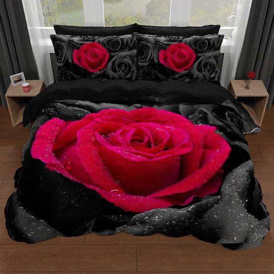 PETTI Copripiumino Matrimoniale, Singolo, Una Piazza e Mezza, Black Roses In Saldo