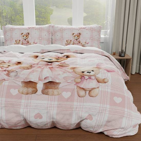 PETTI Copripiumino Matrimoniale, Singolo, Una Piazza e Mezza, Teddy Love Rosa Fino Al -60%