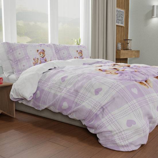 PETTI Copripiumino Matrimoniale, Singolo, Una Piazza e Mezza, Teddy Love Lilla Shopping Online