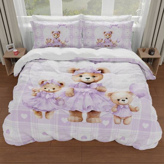 PETTI Copripiumino Matrimoniale, Singolo, Una Piazza e Mezza, Teddy Love Lilla Shopping Online
