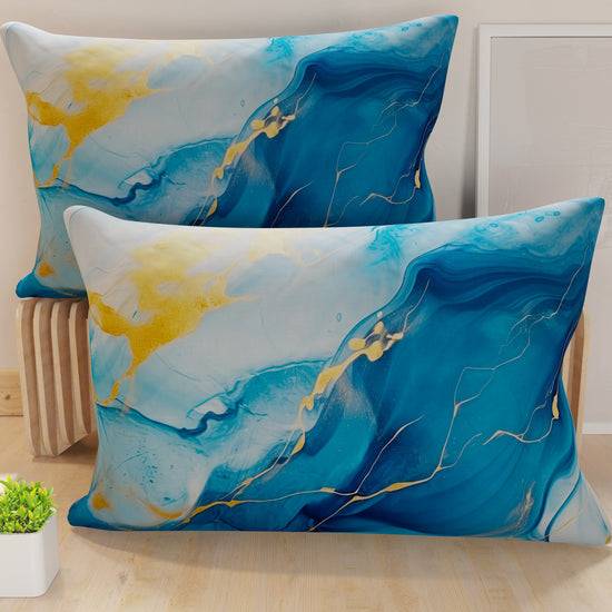 PETTI Federe Cuscini in Stampa Digitale, Marble Azzurro Rilascio limitato
