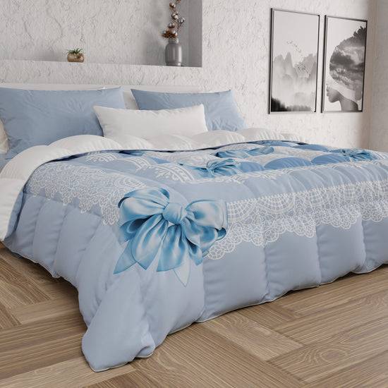 PETTI Piumone, Trapunta Matrimoniale, Singola, Piazza e Mezza, Fiocco Celeste Promozione Limitata