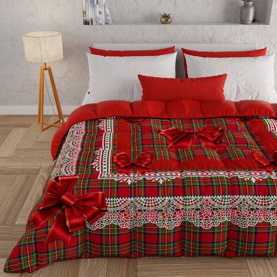 PETTI Piumone, Trapunta Matrimoniale, Singola, Piazza e Mezza, Fiocco Tartan, Fantasia Scozzese