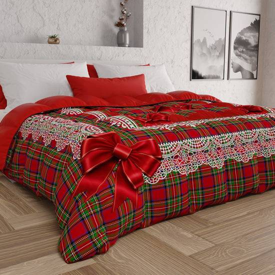 PETTI Piumone, Trapunta Matrimoniale, Singola, Piazza e Mezza, Fiocco Tartan, Fantasia Scozzese Prezzo Ridotto