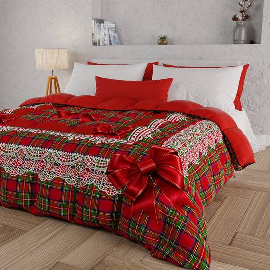 PETTI Piumone, Trapunta Matrimoniale, Singola, Piazza e Mezza, Fiocco Tartan, Fantasia Scozzese Prezzo Ridotto