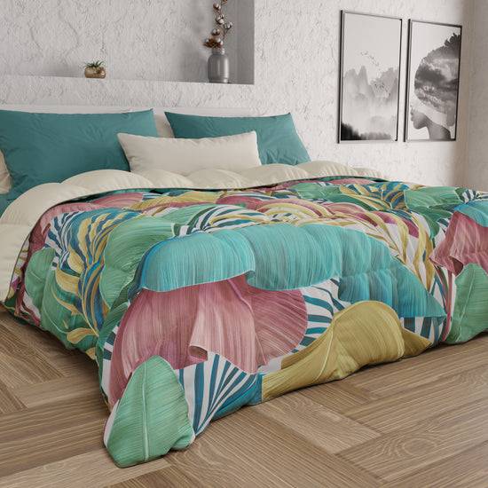 PETTI Piumone, Trapunta Matrimoniale, Singola, Piazza e Mezza Tropical Multicolor Sottocosto