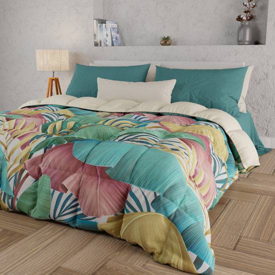 PETTI Piumone, Trapunta Matrimoniale, Singola, Piazza e Mezza Tropical Multicolor Sottocosto