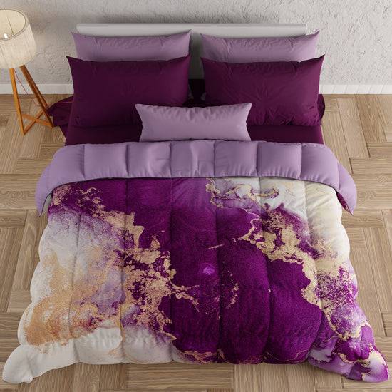 PETTI Piumone, Trapunta Matrimoniale, Singola, Piazza e Mezza, Marble-Viola Economico