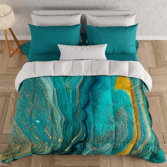 PETTI Piumone, Trapunta Matrimoniale, Singola, Piazza e Mezza, Marble-Verde Online