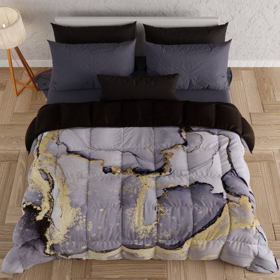PETTI Piumone, Trapunta Matrimoniale, Singola, Piazza e Mezza, Marble-GrigioS Outlet