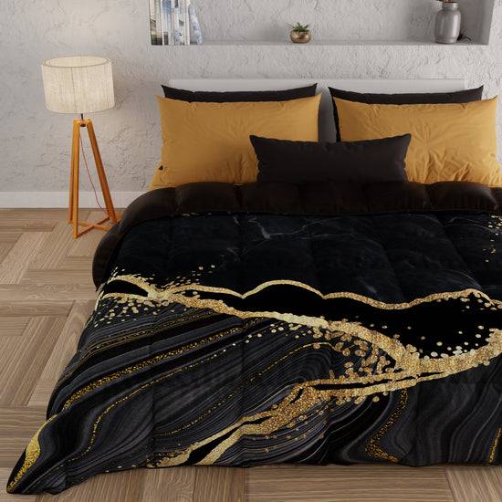 PETTI Piumone, Trapunta Matrimoniale, Singola, Piazza e Mezza, Marble-Nero Saldi