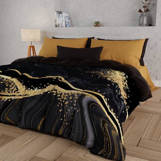 PETTI Piumone, Trapunta Matrimoniale, Singola, Piazza e Mezza, Marble-Nero Saldi