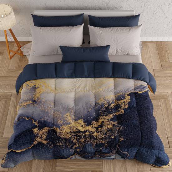 PETTI Piumone, Trapunta Matrimoniale, Singola, Piazza e Mezza, Marble-BluS Offerte