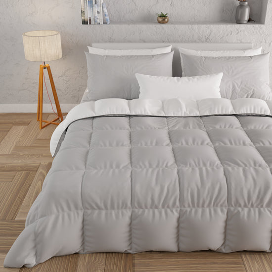 PETTI Piumone Trapunta Matrimoniale, Singola, Piazza e Mezza, Bianco Grigio Sconto di tempo limitato