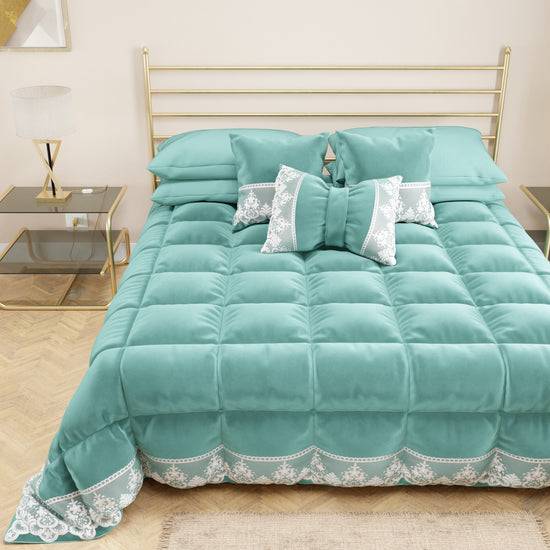 PETTI Trapunta Invernale in Morbido e Caldo Velluto e Balza con Pizzo Rebrodè Tiffany By Sissy Offerta migliore