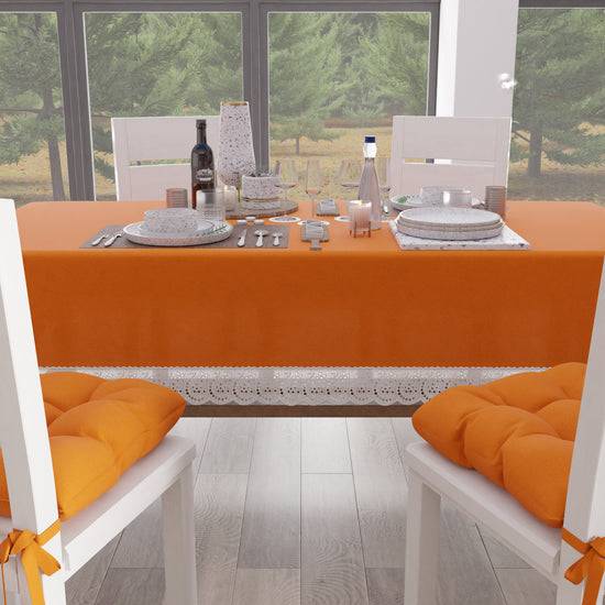 PETTI Tovaglia da Tavola Shabby Chic Copritavolo con Pizzo e Fiocchi Arancio Nuovi prodotti