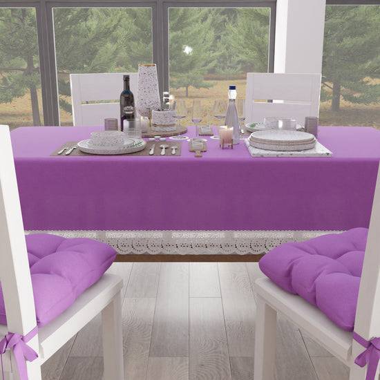 PETTI Tovaglia da Tavola Shabby Chic Copritavolo con Pizzo e Fiocchi Lilla Offerte stagionali