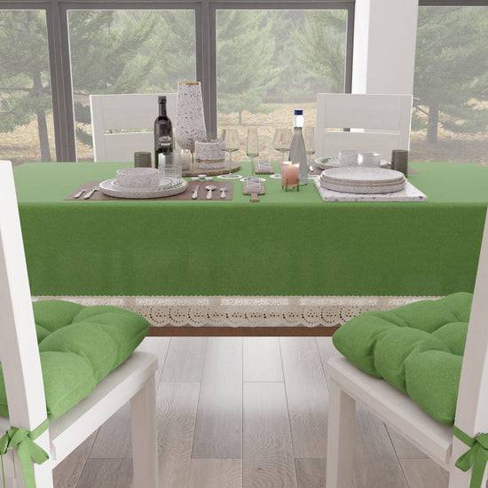 PETTI Tovaglia da Tavola Shabby Chic Copritavolo con Pizzo e Fiocchi Verde Offerte speciali