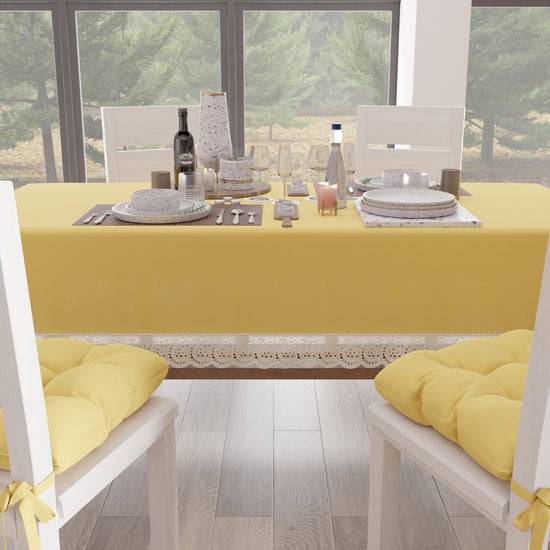 PETTI Tovaglia da Tavola Shabby Chic Copritavolo con Pizzo e Fiocchi Giallo Sconti VIP