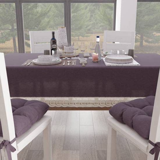 PETTI Tovaglia da Tavola Shabby Chic Copritavolo con Pizzo e Fiocchi Malva Super Saving Price