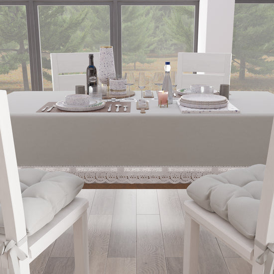 PETTI Tovaglia da Tavola Shabby Chic Copritavolo con Pizzo e Fiocchi Grigio Chiaro Offerta settimanale