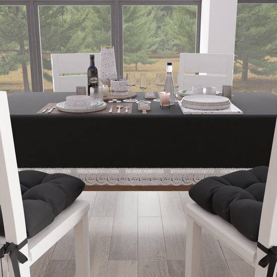 PETTI Tovaglia da Tavola Shabby Chic Copritavolo con Pizzo e Fiocchi Nero Rilascio limitato